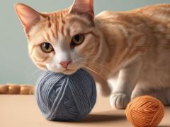 cat playing with wool ball
